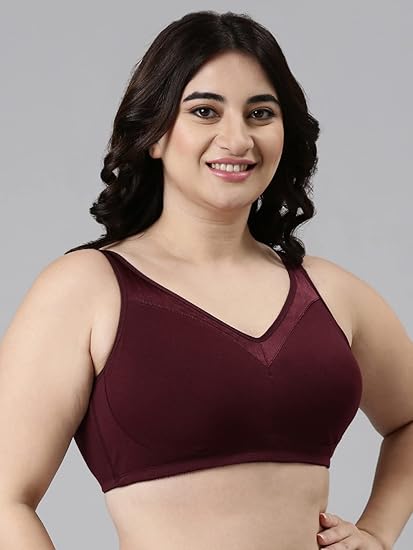 Enamor A112 Women's Smooth Super Lift Classic Bra – Stretch Cotton, Non-Padded, Wirefree, Full Coverage Maroon